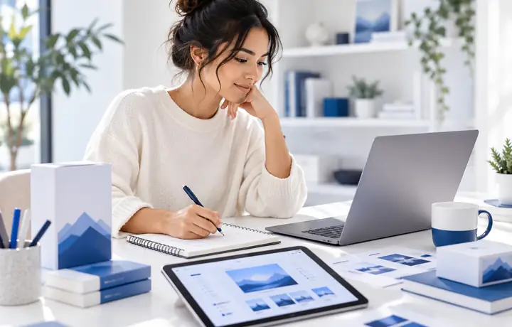 Creator planning and designing a digital product at their desk